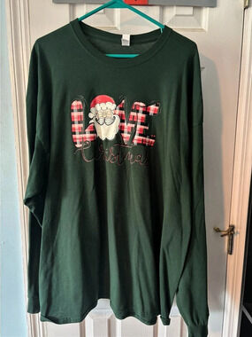 Jerzees Christmas Santa Plaid Graphic Long Sleeve Size 3XL